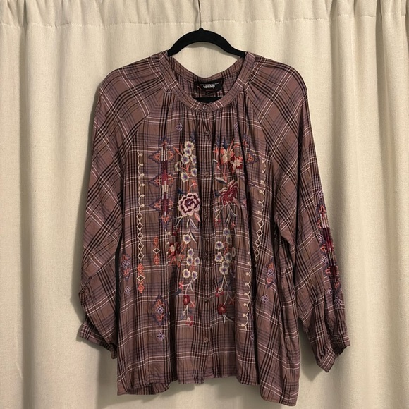 Johnny Was Poet shirt XL plaid - Picture 1 of 5